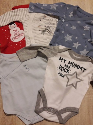 Baby bodysuits used, pack of 5, 0-3 months, long sleeve