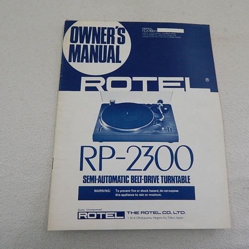 Authentic Rotel RP-2300 owner's manual used