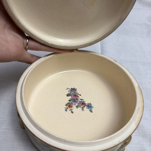 Satsuma Japanese Ceramic Box with Lid, 14cm, antique
