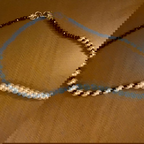 Δίχρωμο Κολιέ choker με χάντρες και πέρλες