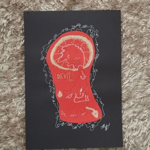 The Pain of the Devil original handmade mixed media collage artwork
