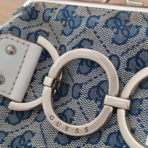 Guess Vintage Denim Monogram Shoulder Bag, Y2K