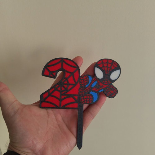 Spiderman cake decoration with number 2 new