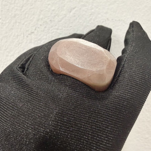 Sunstone natural ring, handmade, unique peach-pink