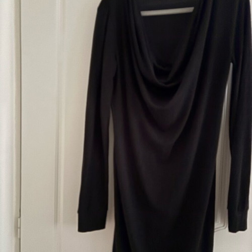 Black knitted dress like new with draped neckline