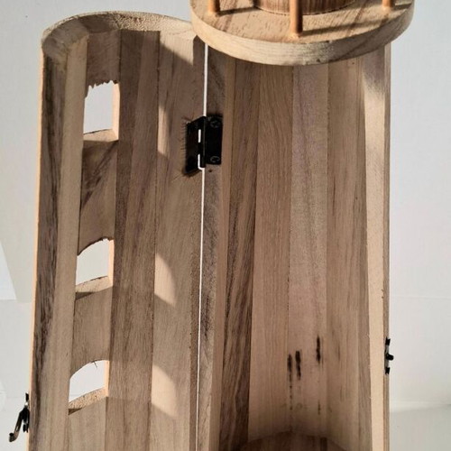 Wooden lighthouse bottle holder new