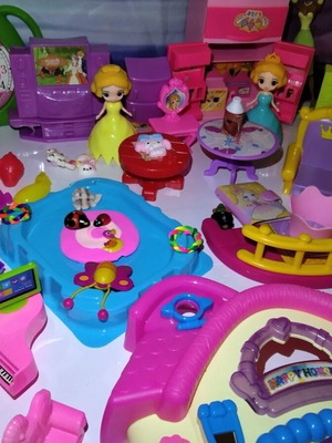Dollhouse accessories and furniture used, all together
