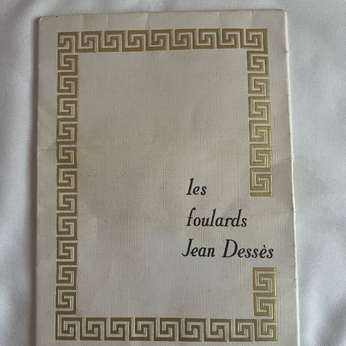 Vintage silk scarf Jean Dessès Paris new, beige and brown
