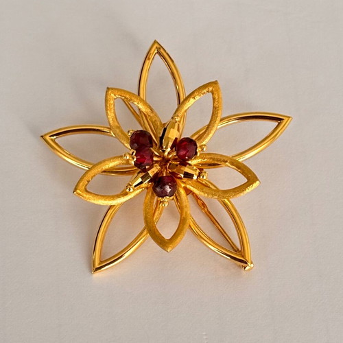 K14 Garnet Pendant Brooch like new