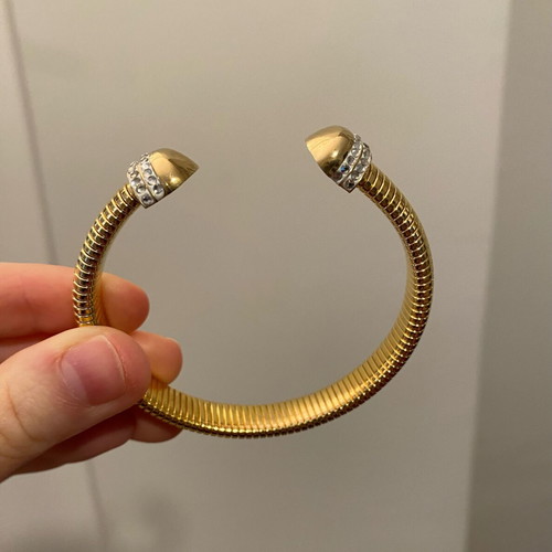 Gold tone cuff bracelet with rhinestones like new