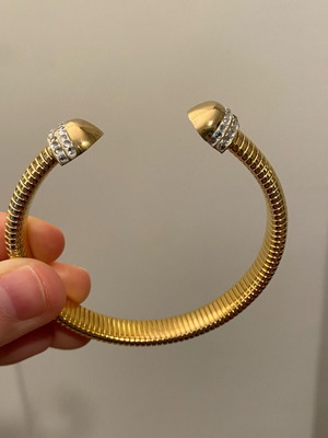 Gold tone cuff bracelet with rhinestones like new