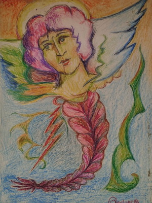 Angelos Protomastoras mixed media artwork like new on cardboard