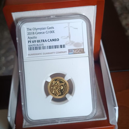 100 Euro 2018 Gold Apollo Proof Coin Certified PF 69 Ultra Cameo