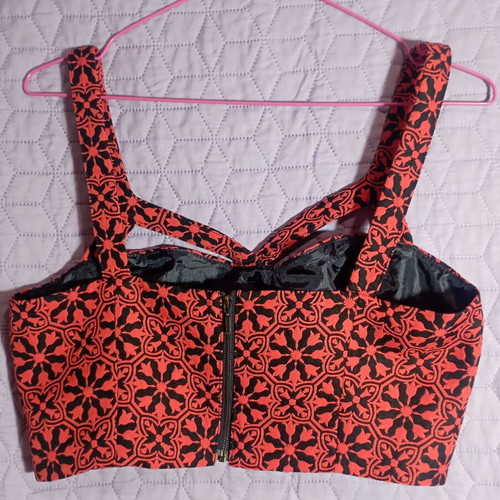 Bustier with brocade fabric like new, Forever Unique, black and red
