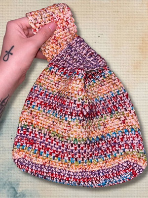 Handmade Japanese Knot Wrist Bag Rainbow Scattered