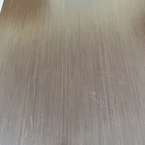 Extendable dining table with 6 chairs, dark brown