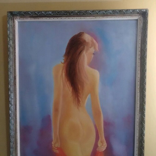 Oil painting on canvas used, nude theme, size 50x70