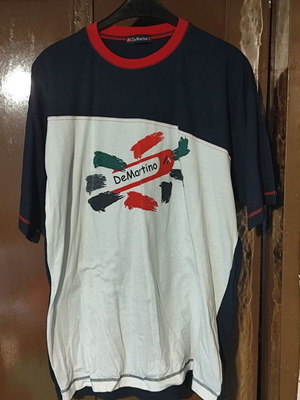DeMartino men's T-shirt blue and white used, size XL