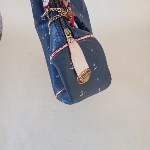 Pauls Boutique nautical handbag used, white and blue