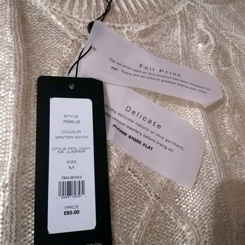 French Connection foil print jumper new, white with gold