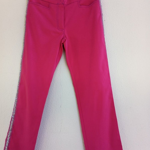 Acrobat fuchsia elastic pants with silver and blue sequins, like new, size M
