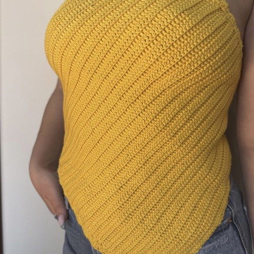 Handmade crochet top yellow made to order