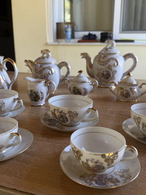 Vintage Japanese Porcelain Tea Set used, 3 teapots, cups, and accessories