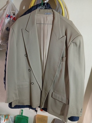 Rococo Suit 56 Like New, 100% Wool, Beige-Light Green
