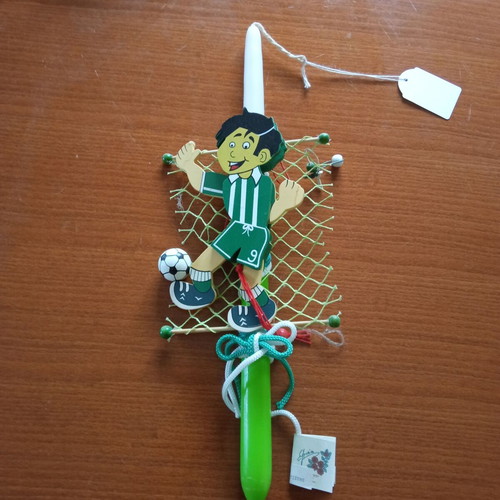 Candle with wooden footballer figure new