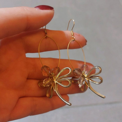 Dangling earrings with butterflies new, gold color