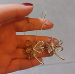 Dangling earrings with butterflies new, gold color