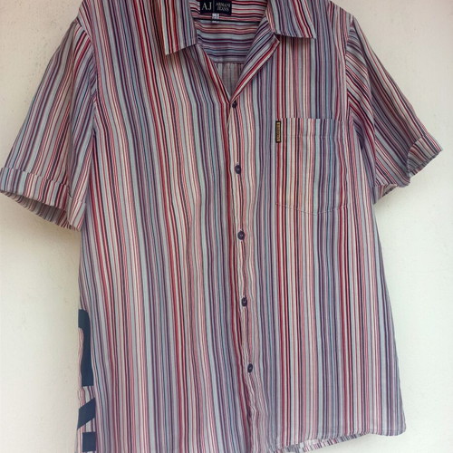 Armani Jeans linen shirt colorful striped size L like new