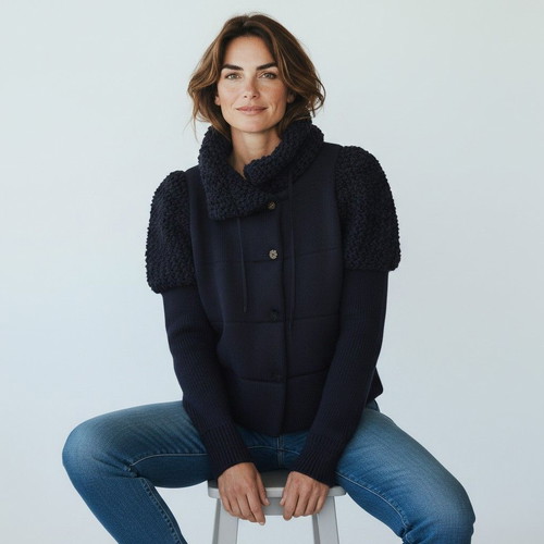 Red Valentino dark blue 100% wool knitted cardigan with lining, size L