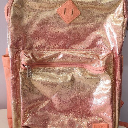 Polo Queenox backpack, pink rose gold glitter