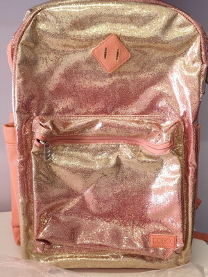 Polo Queenox backpack, pink rose gold glitter