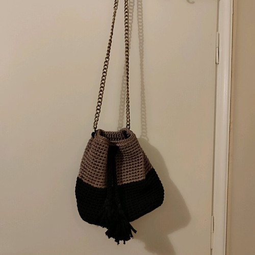 Women's shoulder bag new handmade black and beige