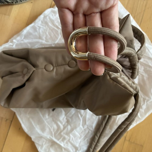 Zara shoulder bag like new, beige faux leather with drawstrings