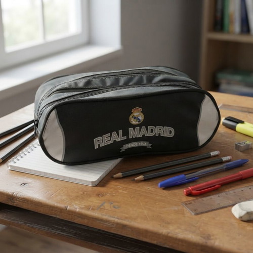 Real Madrid C.F. pencil case used, 3 compartments, school or office