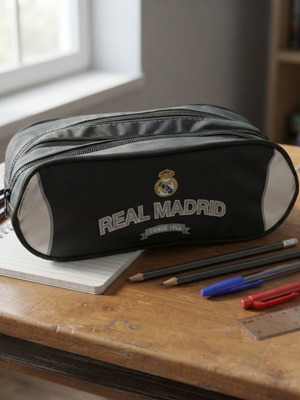 Real Madrid C.F. pencil case used, 3 compartments, school or office