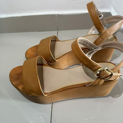Platform sandals size 41 used, tan color, 8cm heel