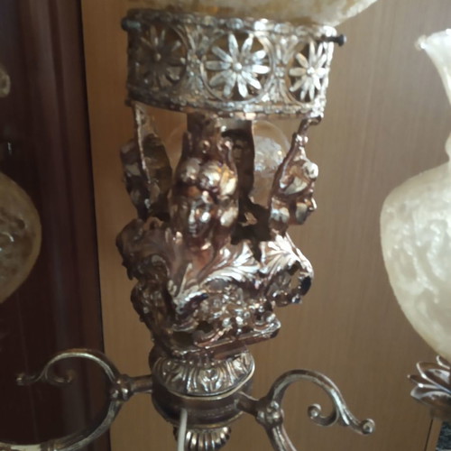 Floor lamp used, gold-bronze color, height 1.60 m