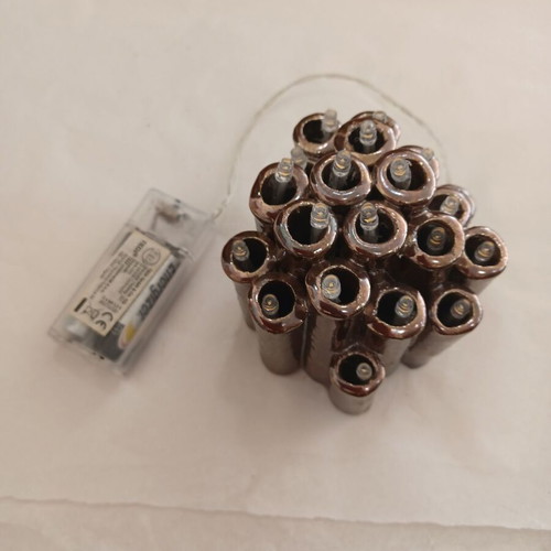 Handmade decorative lamp with lights like new, includes batteries