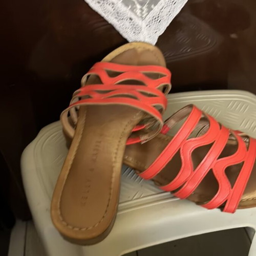 Slippers used, size 37, brown and orange platform sandals