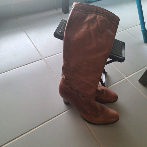 Vintage boots used camel color, size 37