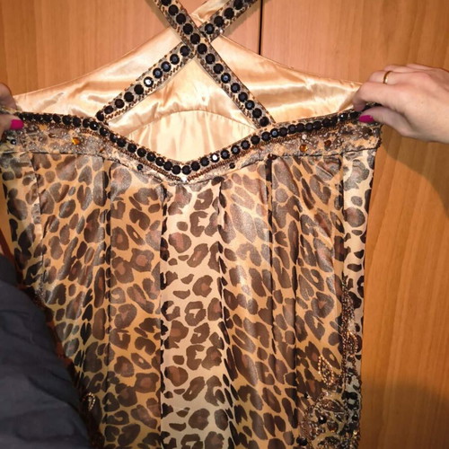 Leopard Silk Mini Abigie Dress embroidered, like new, medium size
