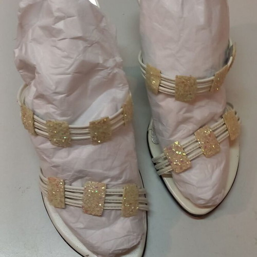 Women's white platform sandals size 37 used, 8cm heel