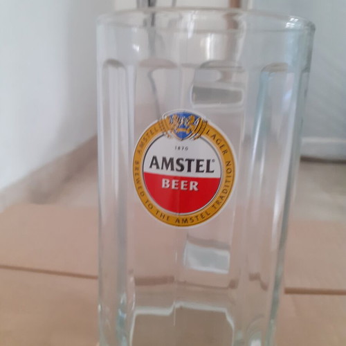Amstel Beer Glasses set of 4, new, 500 ml thick glass with handle