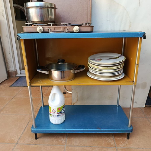 Metal cabinet Campink used, foldable with two shelves