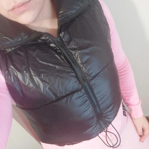 Shein cropped sleeveless puffer jacket, black, petite L