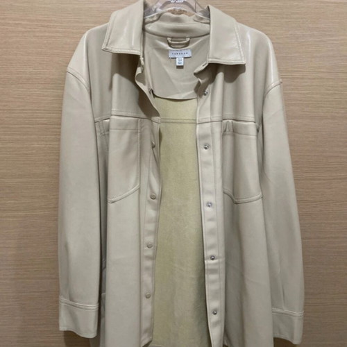 Topshop leather jacket cream size L/XL new
